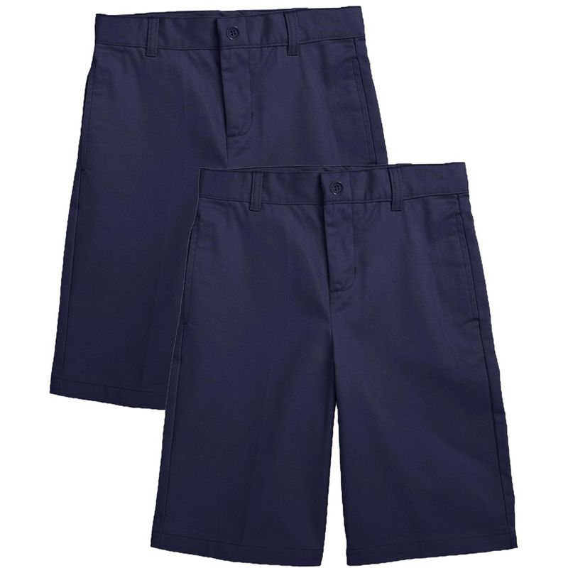Galaxy Approved Boy's Stretch Slim Fit School Uniform Twill Shorts-2 Pack
