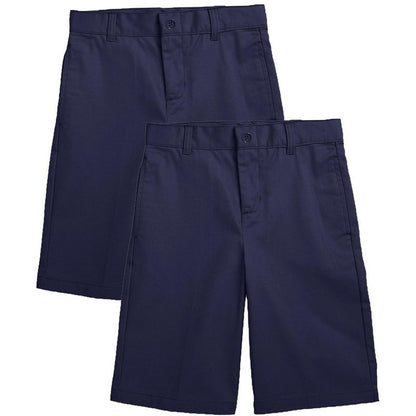 Galaxy Approved Boy's Stretch Slim Fit School Uniform Twill Shorts-2 Pack