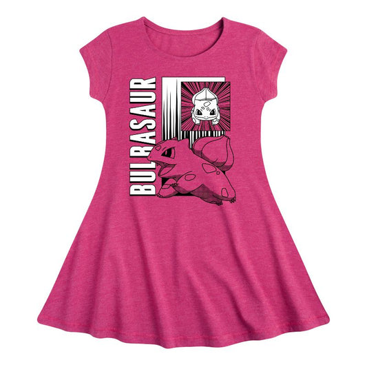 فستان بناتي - بوكيمون - معركة أنمي بولباسور - فستان مناسب وواسع بأكمام قصيرة