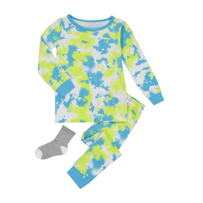 Sleep On It  Boys 2-Piece Super Soft Jersey Snug-Fit Pajama Set with Matching Socks - Baby Boy Pajamas and Toddler Pajama Sets