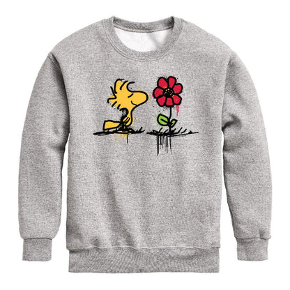 Boys' - Peanuts - Woodstock Rose Graphic Long Sleeve Fleece Sweatshirt