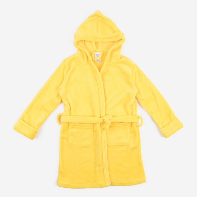 Leveret Kids Fleece Solid Color Hooded Robe