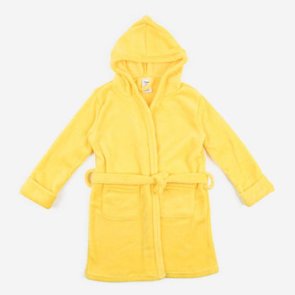 Leveret Kids Fleece Solid Color Hooded Robe