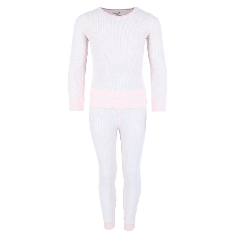 Rene Rofe Girl's Waffle Thermal Long Underwear 2-Piece Set