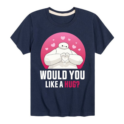 Boys' - Disney - Big Hero 6 Baymax Would You Like A Hug Short Sleeve Graphic T-Shirt