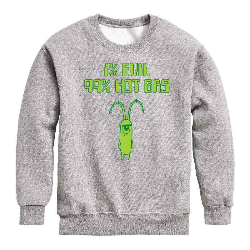 Boys' - SpongeBob SquarePants - Plankton One Percent Evil Graphic Long Sleeve Fleece Sweatshirt