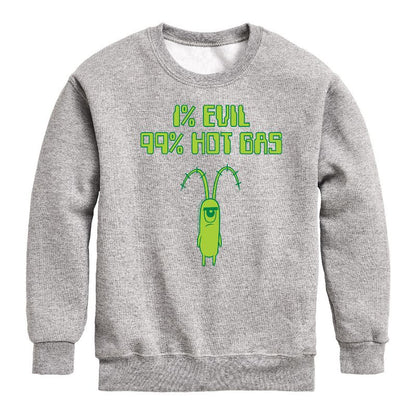Boys' - SpongeBob SquarePants - Plankton One Percent Evil Graphic Long Sleeve Fleece Sweatshirt