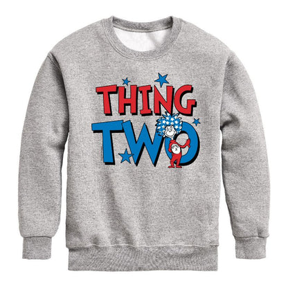 Boys' - Dr. Seuss - American Thing Two Graphic Long Sleeve Fleece Sweatshirt