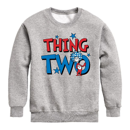 Boys' - Dr. Seuss - American Thing Two Graphic Long Sleeve Fleece Sweatshirt