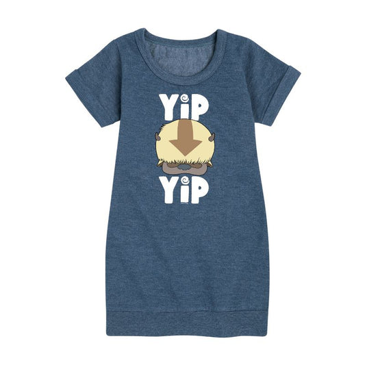 Girls' - Avatar: The Last Airbender - Cute Appa Yip Yip Graphic Short Sleeve Fleece Dress