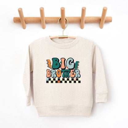 The Juniper Shop Big Brother Checkered Toddler Graphic Sweatshirt