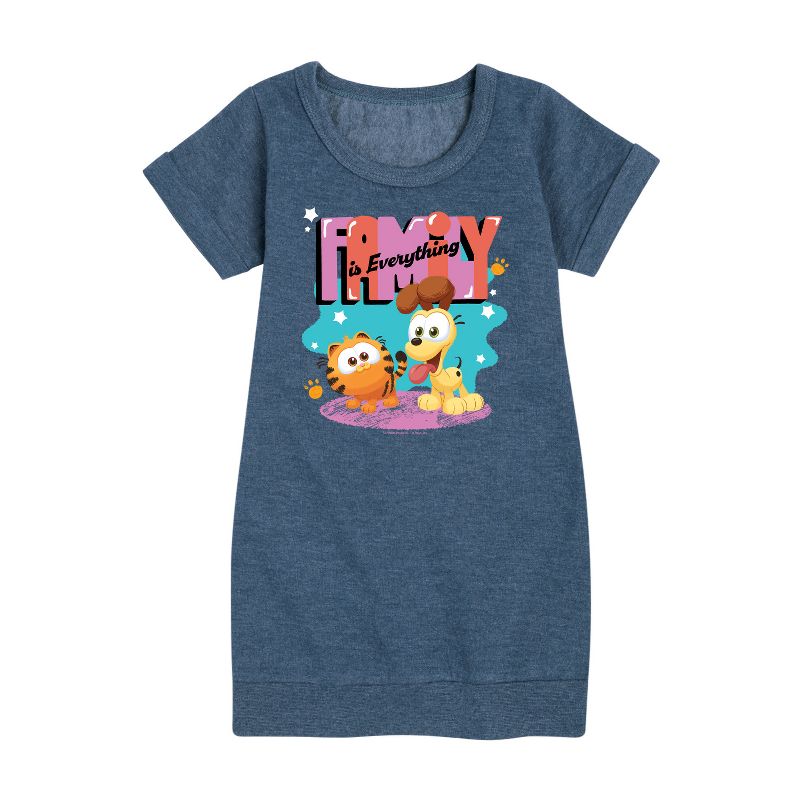 Girls' - Garfield - Family Is Everything Graphic Short Sleeve Fleece Dress