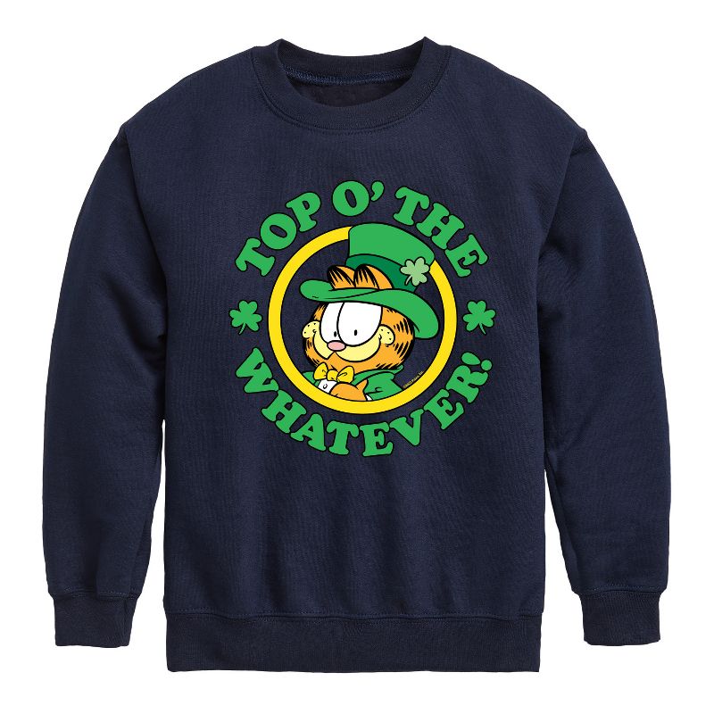 Boys' - Garfield - Top O The Whatever Graphic Long Sleeve Fleece Sweatshirt