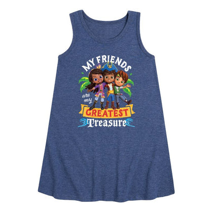 فستان بناتي من سانتياغو البحار - كنز أصدقائي الأعظم - بدون أكمام بتصميم جرافيكي