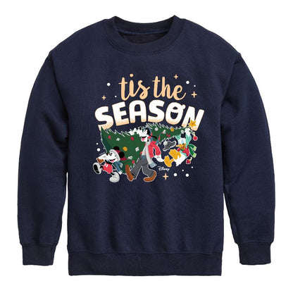 Boys' - Disney - Mickey and Friends Tis The Season Christmas Graphic Long Sleeve Fleece Sweatshirt