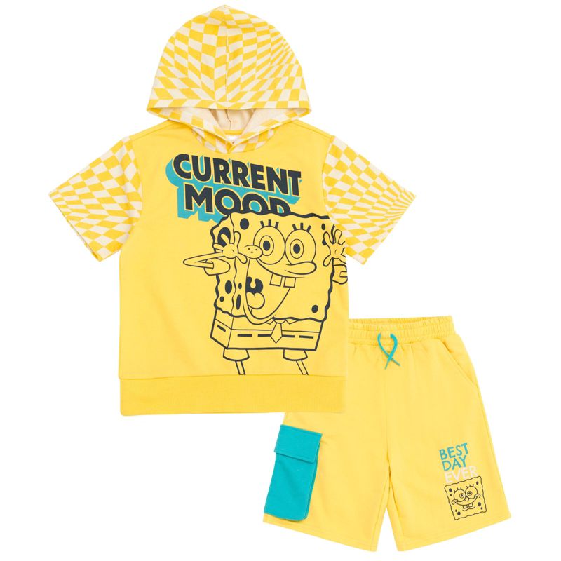 SpongeBob SquarePants French Terry Pullover Hoodie and Shorts Outfit Set Toddler