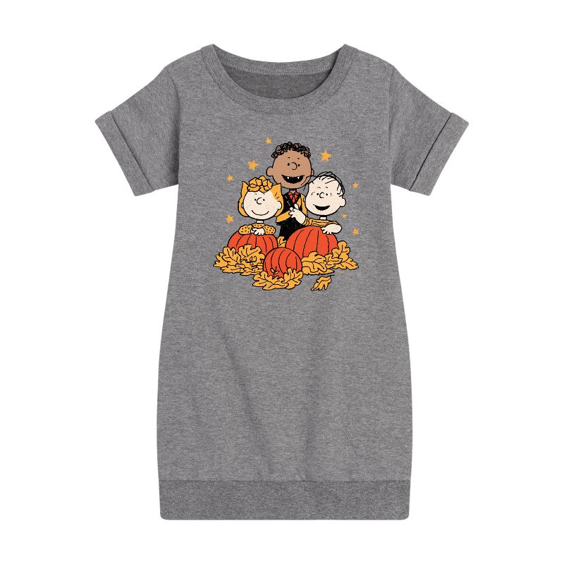 فستان بناتي من الصوف بأكمام قصيرة مطبوع عليه رسومات اليقطين من بيناتس