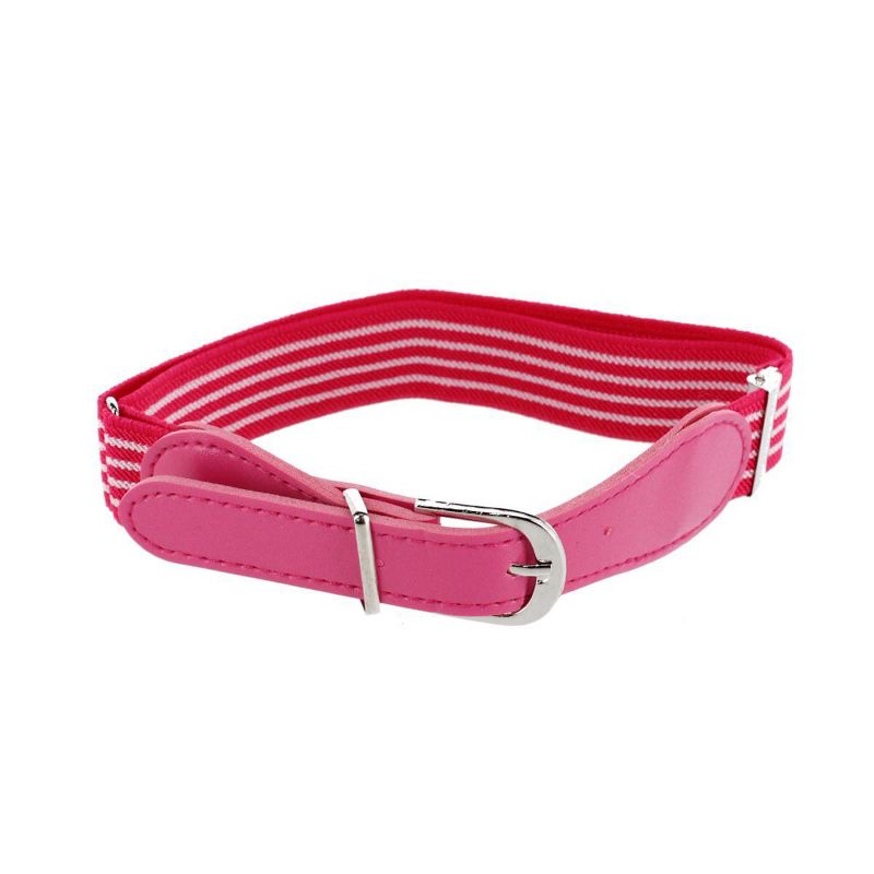CTM Kids' Striped Elastic Stretch Belt with Buckle