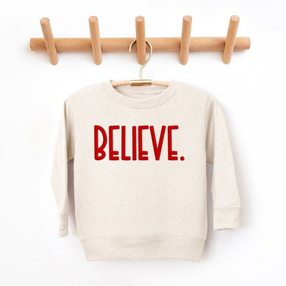The Juniper Shop Believe Bold Puff Print Youth Ultra-Soft Graphic Sweatshirt