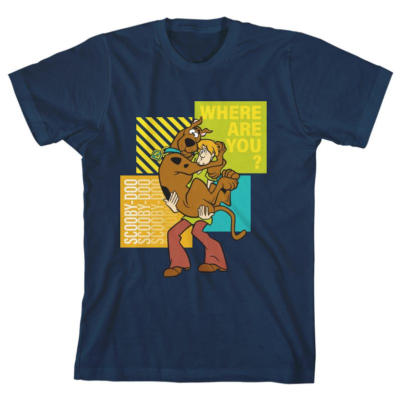 Scooby Doo Spooked Shaggy And Scooby Boy's Navy Blue Tshirt