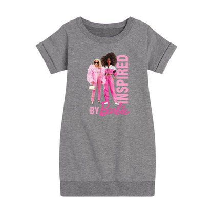 فستان باربي الجرافيكي بأكمام قصيرة من الصوف مستوحى من باربي للبنات