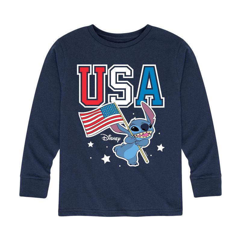 Boys' - Lilo and Stitch - USA Stitch Long Sleeve Graphic T-Shirt