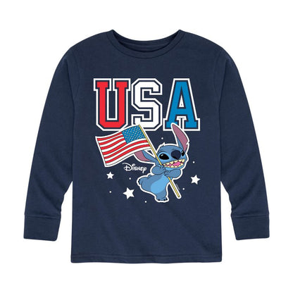Boys' - Lilo and Stitch - USA Stitch Long Sleeve Graphic T-Shirt