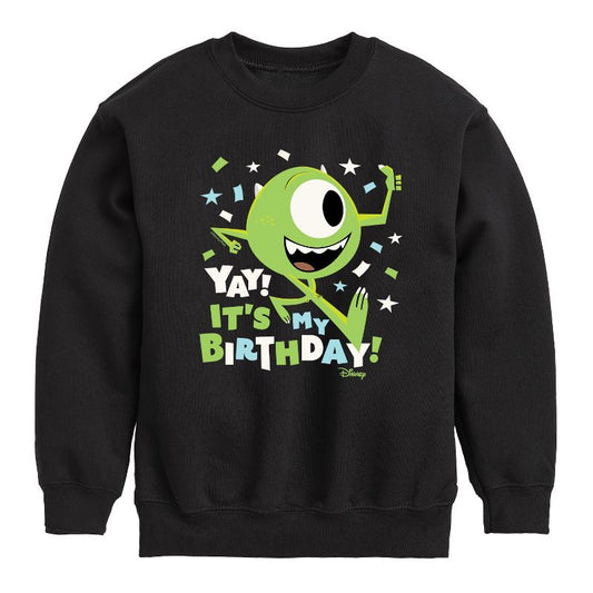 Boys' - Disney - Mike Yay It's My Birthday Graphic Long Sleeve Fleece Sweatshirt