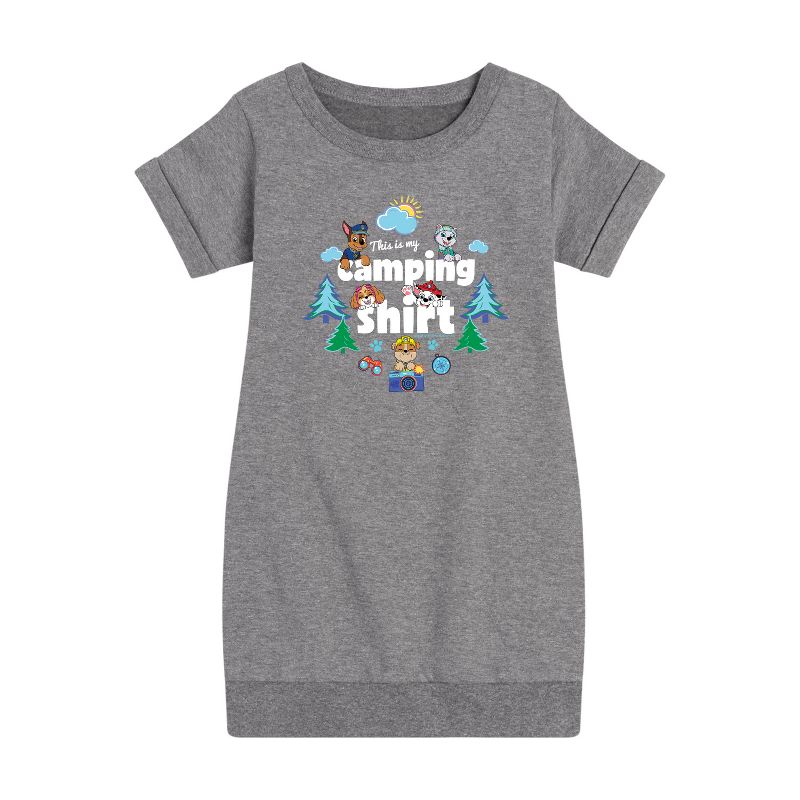 Girls' - Paw Patrol - This Is My Camping Shirt Graphic Short Sleeve Fleece Dress