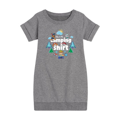 Girls' - Paw Patrol - This Is My Camping Shirt Graphic Short Sleeve Fleece Dress