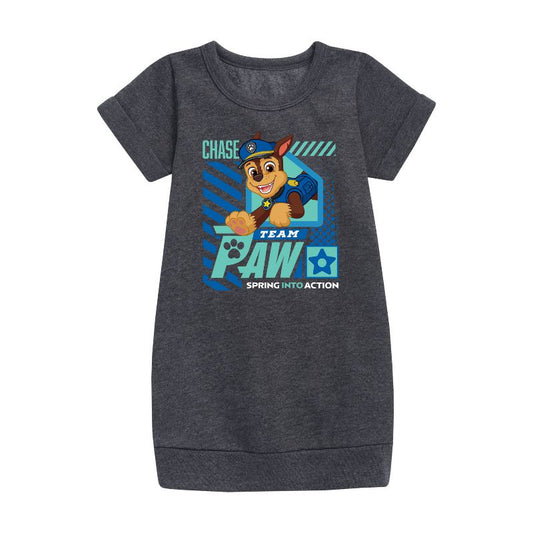 Girls' - Paw Patrol - Team Paw Chase Graphic Short Sleeve Fleece Dress