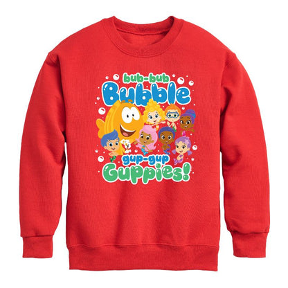 Boys' - Bubble Guppies - Bub Bub Bubble Gup Gup Guppies Graphic Long Sleeve Fleece Sweatshirt