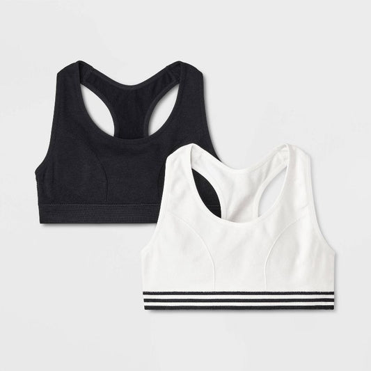 Girls' 2pk Sports Bra - Cat & Jack™ White/Black