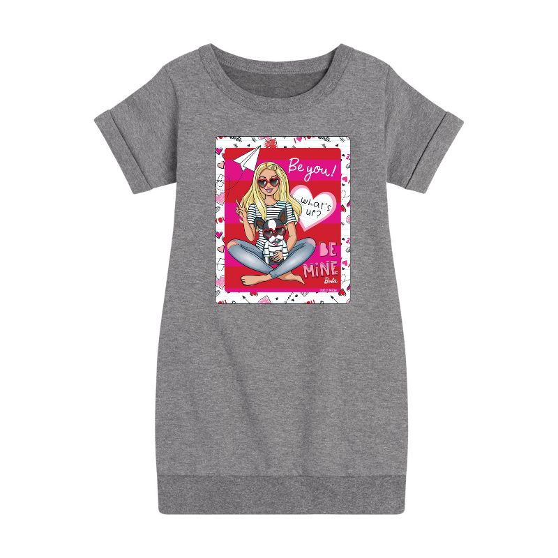 Girls' - Barbie - Hello Lovely Barbie Graphic Short Sleeve Fleece Dress