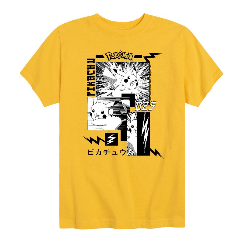 تي شيرت جرافيكي بأكمام قصيرة للأولاد - بوكيمون - معركة مانجا بيكاتشو