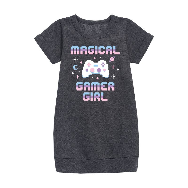 Girls' - Instant Message - Magical Gamer Girl Graphic Short Sleeve Fleece Dress
