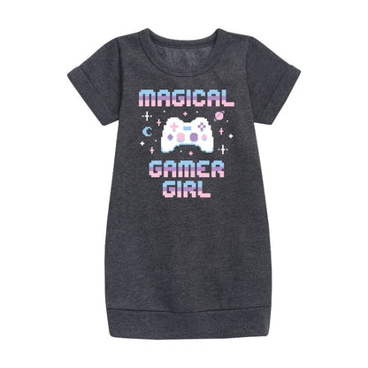 Girls' - Instant Message - Magical Gamer Girl Graphic Short Sleeve Fleece Dress