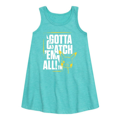 Girls' - Pokémon - Gotta Catch Em All Graphic Sleeveless Aline Dress