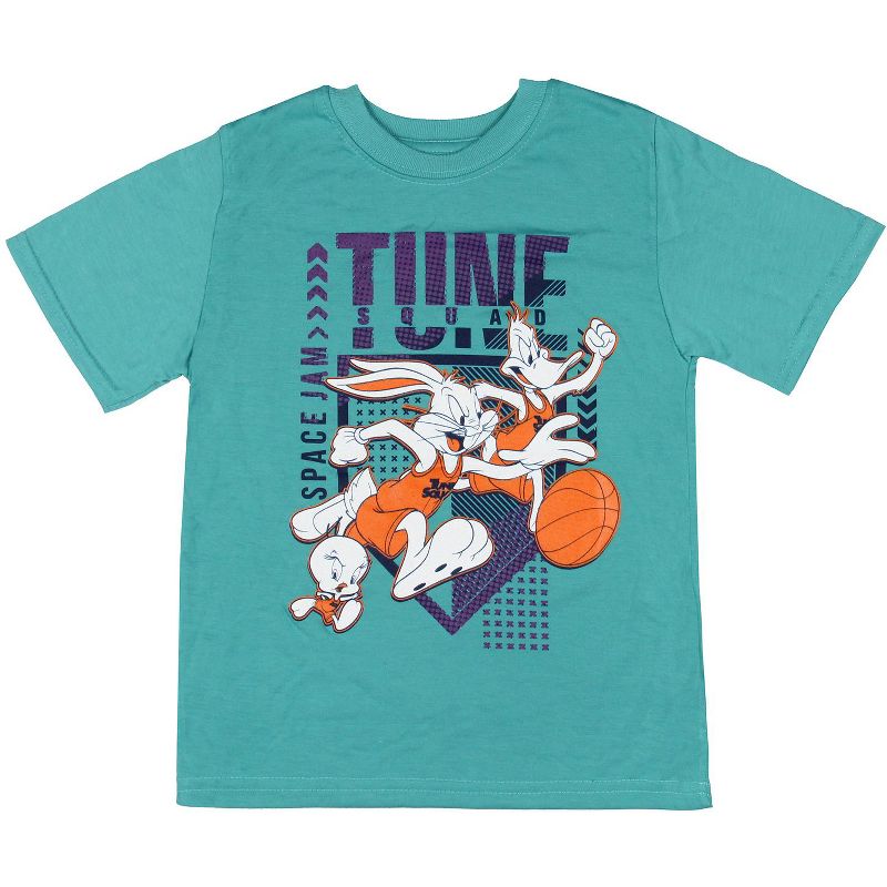 Seven Times Six Looney Tunes Boy's Space Jam Tune Squad Bugs Bunny Tweety Bird Daffy T-Shirt Blue