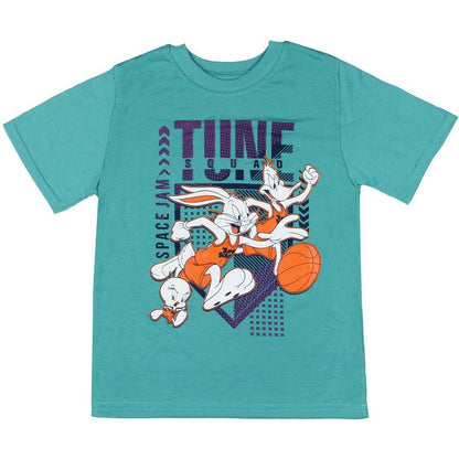 Seven Times Six Looney Tunes Boy's Space Jam Tune Squad Bugs Bunny Tweety Bird Daffy T-Shirt Blue