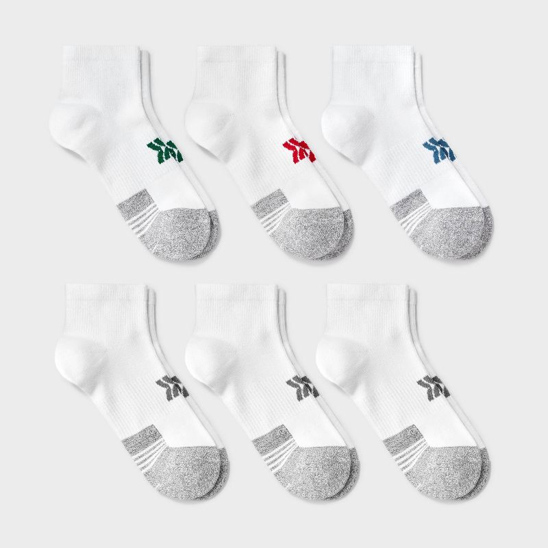 Kids' 6pk Ankle Length Socks - All In Motion™ White