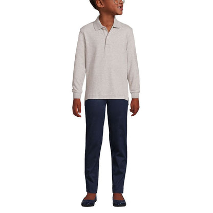 Lands' End School Uniform Kids Long Sleeve Interlock Polo Shirt