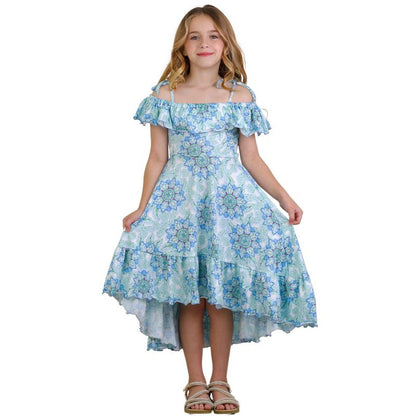فستان ميا بيل للفتيات ذو الكشكشة المزينة بالزهور الاستوائية