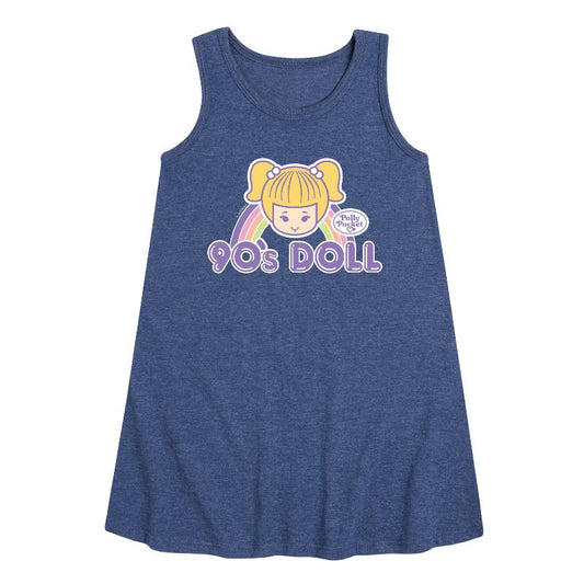 Girls' - Polly Pocket - 90s Doll Graphic Sleeveless Aline Dress