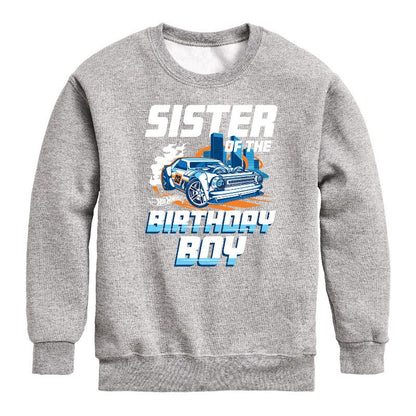 Boys' - Hot Wheels - Sister Of Birthday Boy Graphic Long Sleeve Fleece Sweatshirt