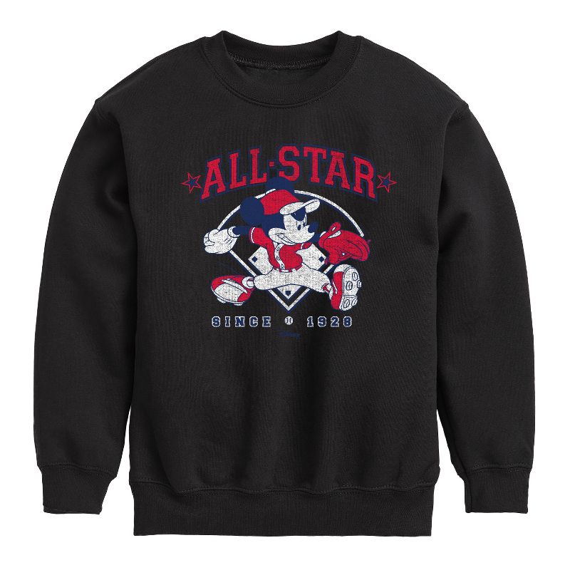 Boys' - Disney - All Star Mickey Graphic Long Sleeve Fleece Sweatshirt