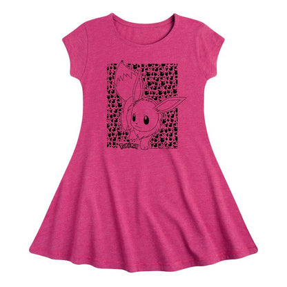 Girls' - Pokémon - Eevee Pattern Fit & Flair Cap Sleeve Dress