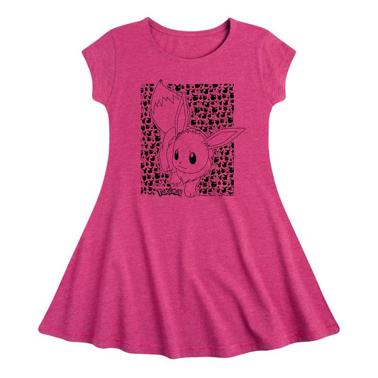 Girls' - Pokémon - Eevee Pattern Fit & Flair Cap Sleeve Dress