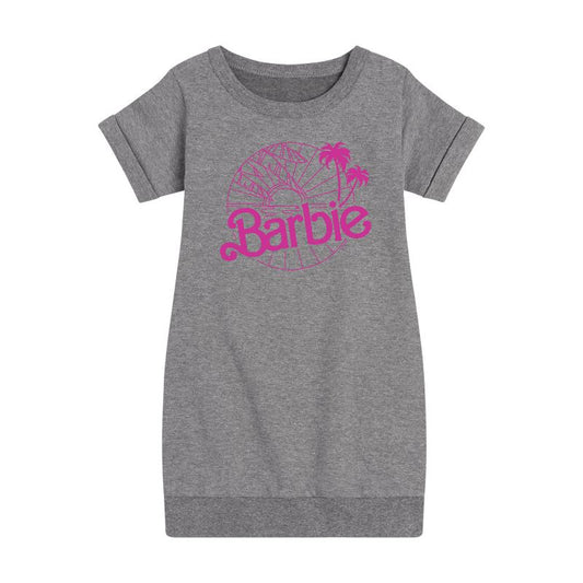 Girls' - Barbie - Sun and Beaches Graphic Short Sleeve Fleece Dress