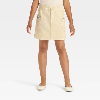 Girls' Paperbag Waist Embroidered Cargo Skirt - Cat & Jack™ Cream